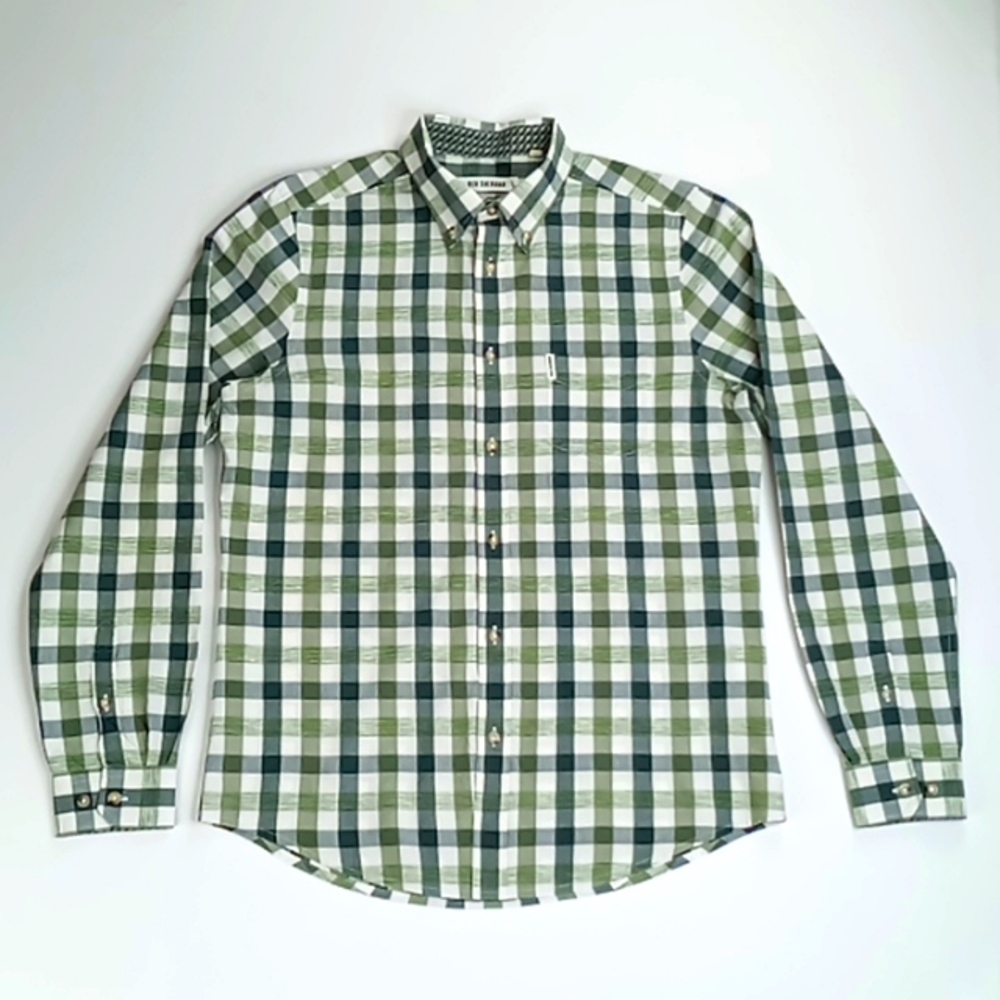 Ben Sherman Men's M Military Green/White Button Down Shirt